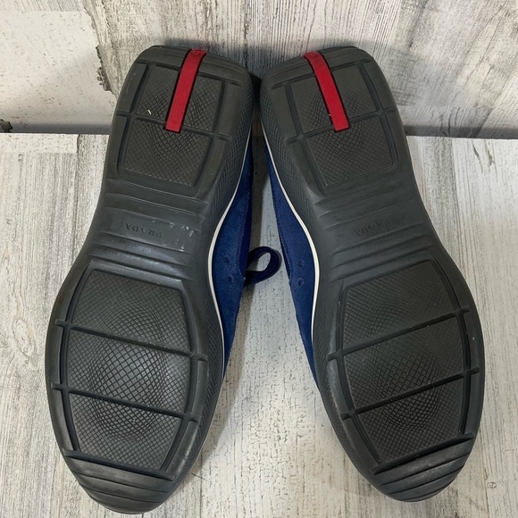 🔥Prada men’s suede w/mesh navy sneaker size 12🔥 - Picture 3 of 5